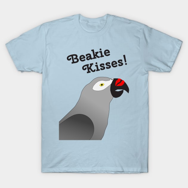 Beakie Kisses African Grey Parrot T-Shirt by Einstein Parrot